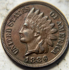 1886 Type 2 1c Indian Head Cent. Attractive Circulated Details, Scratch - Picture 1 of 2