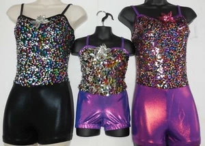 Sequin Shorty Unitard Foil Dance Costume 3 color choices over 70 available NWT - Picture 1 of 13