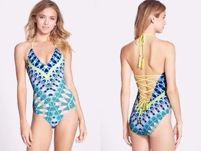 NUEVO CON ETIQUETAS ROJO CARTER South Beach XS 4 diseñador 1 pieza maillot traje de baño con cordones espalda 0 2  Foto 1 de 4