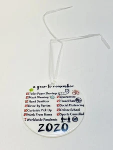 2020 Un anno da ricordare addobbo natalizio quarantena due lati divertente 3 pollici - Foto 1 di 5