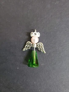 C.A. Ciondolo Angelo Placcato Argento 1,25" con Cristallo e Perla Swarovski (CA54) - Foto 1 di 2