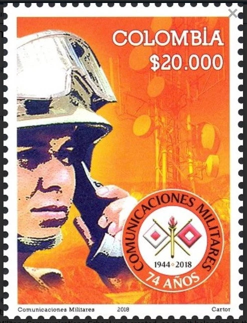 Oficial de Comunicaciones Militares Colombia 2018, Logo # Sc1493 MNH - Envío gratuito Foto 1 de 1