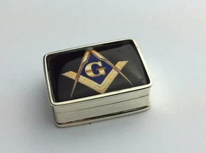 Sterling Silver "MASONIC" Symbol Snuff Box Available Worldwide - Picture 1 of 10