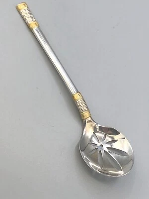 Golden Aegean Weave by Wallace Sterling Silver Bon Bon, Nut, Candy Spoon 6 5/8" - Image 1 of 4