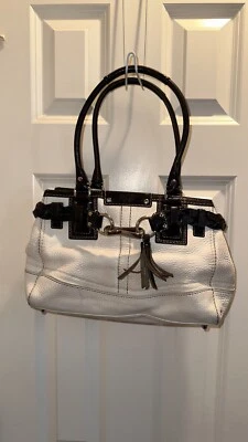 Coach Hampton F13084 белая кожаная сумка оплетка акцент Дамская сумка сумочка - Изображение 1 из 4