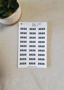 Year Stickers for Calendars, Planners, Journals Style D - Picture 1 of 6