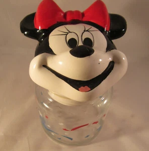 Minnie Mouse Glass Candy Treat Jar Walt Disney Co Anchor Hocking 16oz - Foto 1 di 6