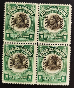 Canal Zone 55 F+ to F/VF no gum block of 4, top 2 with lt bends, Scott $100 - Picture 1 of 1