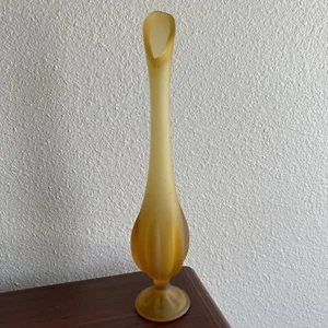 Viking Swing Amber Frosted Vase Footed 12” Sticker On Bottom - Picture 1 of 8