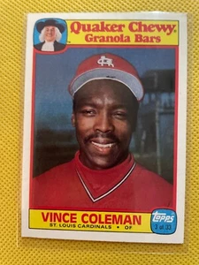 1986 QUAKER CHEWY GRANOLA BARS # 3 VINCE COLEMAN - Picture 1 of 2