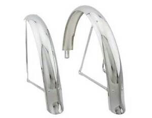 NEW! 24" Lowrider Flared Ducktail Adjustable Middleweight Fender Set In Chrome.