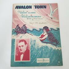 Partition de musique vintage Avalon Town 1928 présentée par Guy Lombardo piano ukulélé