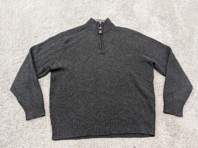 Suéter Jos A Bank Para Hombres Grande 1/4 Cremallera 80% Lana de Cordero Pullover Preppy Negro Foto 1 de 4