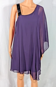 ERIN FETHERSTON Asymmetrical Cape Dress Sz 10 Purple Sheer Babydoll Chic Etheria - Picture 1 of 11