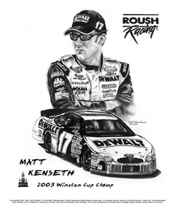 Matt Kenseth schwarz & weiß 11x14 LITHO NASCAR Robert Stephen Simon - Bild 1 von 5