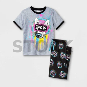Jellifish Kids Boys' 2pc VR Dog Pajama Set Size S (6/7) - Gray/Black - Picture 1 of 5