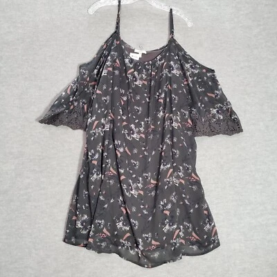 Vestido para mujer Maurices XL negro floral de gasa hombro frío ganchillo encaje Foto 1 de 4