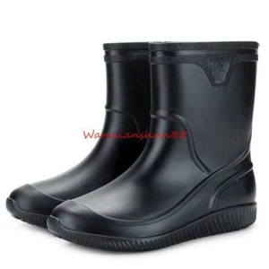 Mens Rain Boots Waterproof Non-slip Water garden Ankle Boots Work Shoes Chic - Picture 1 of 8