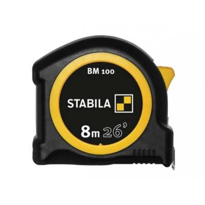 STABILA Pocket Tape Measure BM100, 8m Metric/Imperial Class II belt Clip - Image 1 of 2