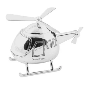 Personalised Engraved Silver-plated Helicopter Bank Money Box - Picture 1 of 1
