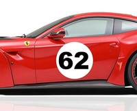 3 x Track Car Roundels Number Rally Car Door Stickers Vinyl Circle Race Car