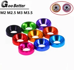 M2 M2.5 M3 M3.5 Aluminum Alloy Anodized Countersunk Head Bolts Washers Gasket - Picture 1 of 7