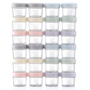 24-PK Glass Baby Food Storage Containers - 4oz with Lids Microwave/ Freezer Safe - Picture 1 of 12