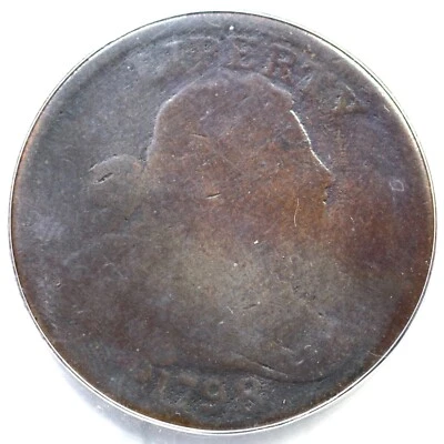 1798 S-149 R-4+ ANACS G 4 Details Draped Bust Large Cent Coin 1c - Image 1 of 3