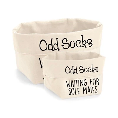 Odd Socks Storage Bag, Odd Sock Basket Canvas Box, Family  Gift 24 x 17 x 16 cm - Image 1 of 2