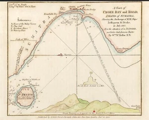 Indonesia Sumatra mapa 1814 carta marina Pulau Pisang Bay Croee Road Island - Imagen 1 de 5