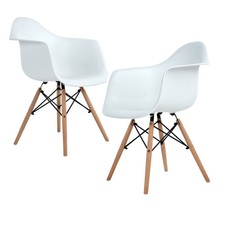 Image result for Dining Chairs Eames Style Mid Century Modern Molded Plastic Dining Arm Chair Wood Legs White