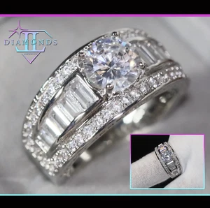 Simulated Diamond Ring | Mens Baguette Diamond Ring | Mens Iced Out Ring - Picture 1 of 15