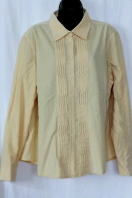 Blusa de pana fina de ballena de algodón amarillo TALBOTS pintucks delanteros - talla XL EXC Foto 1 de 4