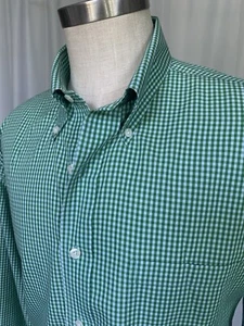 Camicia poplin Brooks Brothers da uomo cotone verde/blu pallido a scacchi, grande - Foto 1 di 8