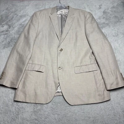 Blazer Abrigo Deportivo Hombre 46R Mezcla Lino Dos Botones Beige Dinero Antiguo Verano Clásico Foto 1 de 4
