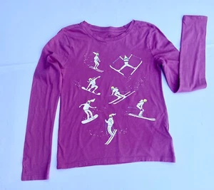 Girls GAP Pink Skiing Long-Sleeve T SHIRT  Size 12 - Picture 1 of 5