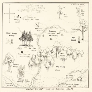 WINNIE THE POOH 100 ACRE MAP REPRODUCTION PRINT POSTER 24 X 24 Inches AWESOME! - Picture 1 of 1