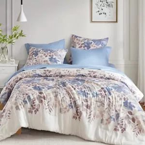 Madison Park KING 7 piece Microfiber Comforter Sheet Set Diamond Luna Blue - Picture 1 of 7