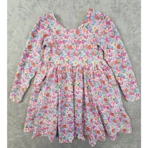 Hanna Andersson Floral Print Long Sleeve Dress Girl's 8 Easter Spring Pockets - Picture 1 of 11