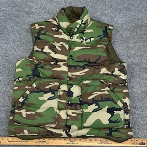 Denim Supply Ralph Lauren Vest Men XL Green Camo Reversible Down Puffer Snap Y2K - Picture 1 of 10