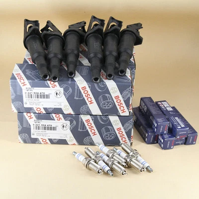 BOSCH Ignition Coils and Spark Plugs 12PCS 0221504470 For BMW Z4 X6 X5 X3 M6 M5 - Image 1 of 4