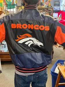 Vintage Denver Broncos Lederjacke Large Carl Banks G3 Top Zustand - Bild 1 von 13