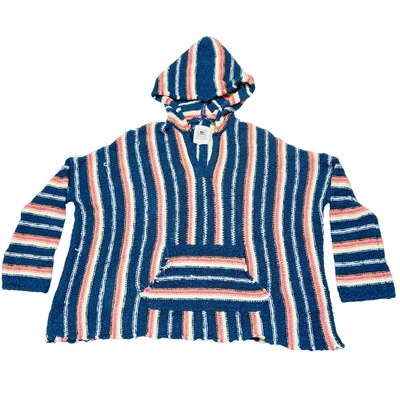 Sudadera con Capucha Rip Curl Tejida a Rayas Mujer Pequeña Azul Coral Blanco Gran Tamaño Calce Suelto  Foto 1 de 4