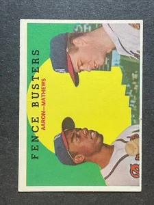 1959 Topps Fence Busters mit Mathews und Aaron 212 sehr guter Erhaltungszustand weiße Rückseite R4 - Bild 1 von 2
