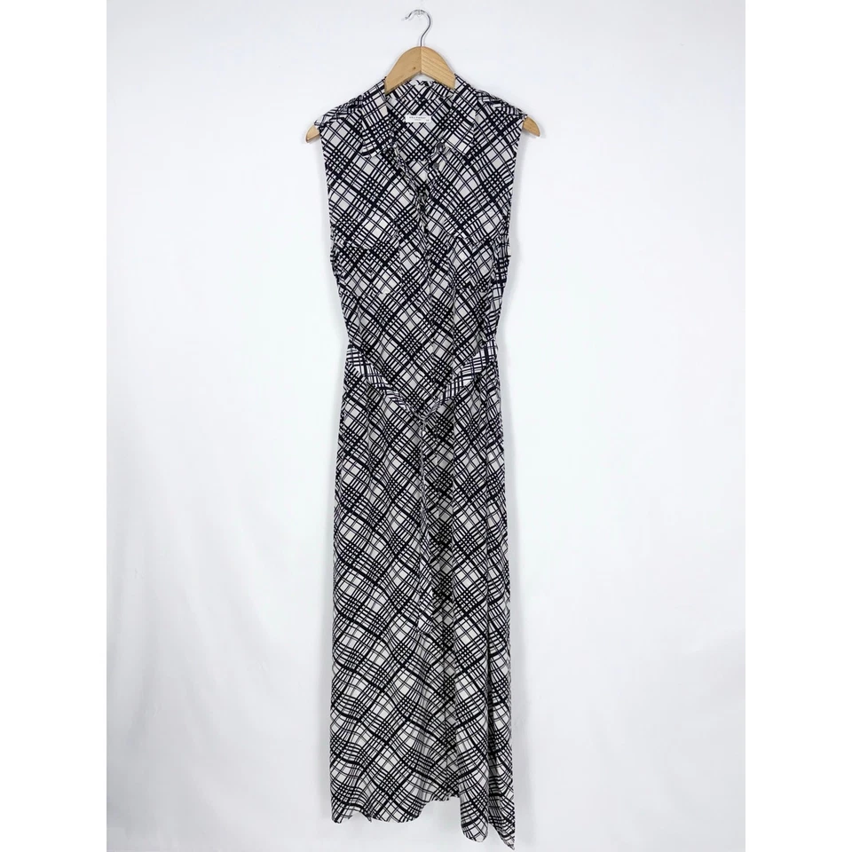 Equipment Femme Women's Major 100% Silk Maxi Shirt Dress Large Black Plaid - Image 1 of 4