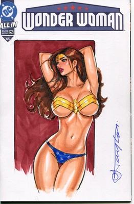 Libro de historietas de dibujo variante de portada de boceto de arte original de Wonder Woman DC Batman lo último Foto 1 de 3