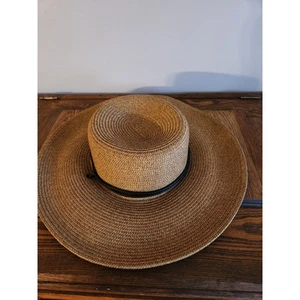 Sloggers Sun Hat Paper straw wide brim chin strap gardening sz 22.5" Sz M EUC - Picture 1 of 4