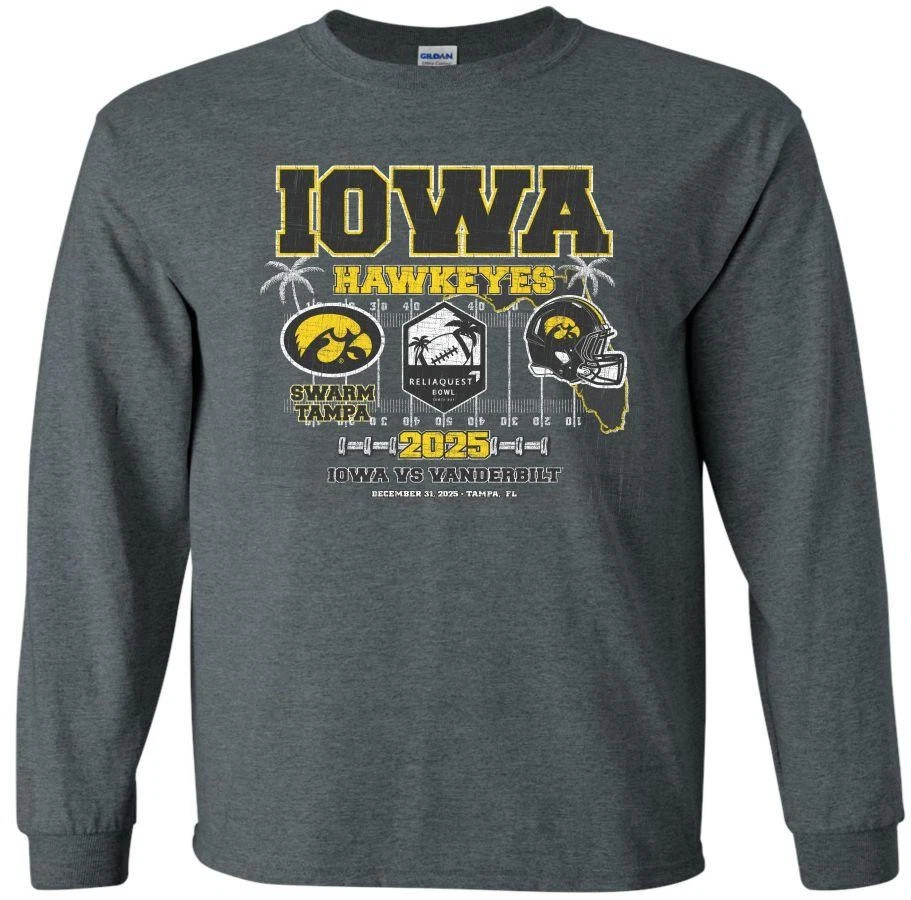 Reliaquest Bowl 2025 Iowa Hawkeyes - Camiseta Gris Oscuro Manga Larga Foto 1 de 1