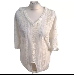 Ivory Lace Knot Front Top Womens Size S/M Kilky Paris - Picture 1 of 6