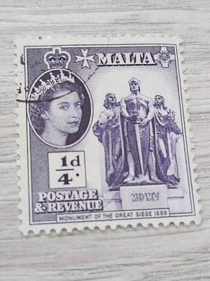 Malta Stamp Scott # 246 1/4d QEII Used Cancelled 1956-57 Monument of the Siege - Image 1 of 2